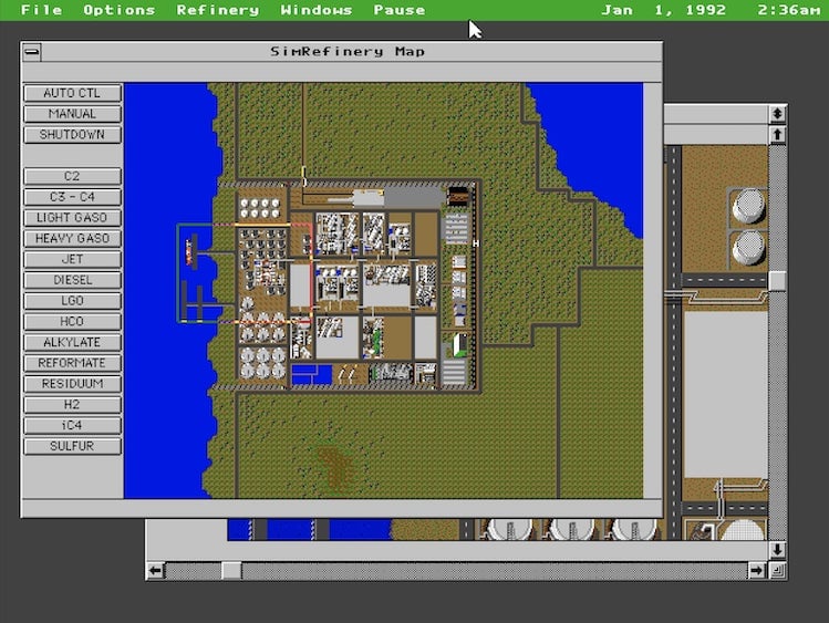 capture écran de la carte du jeu Sim Refinery